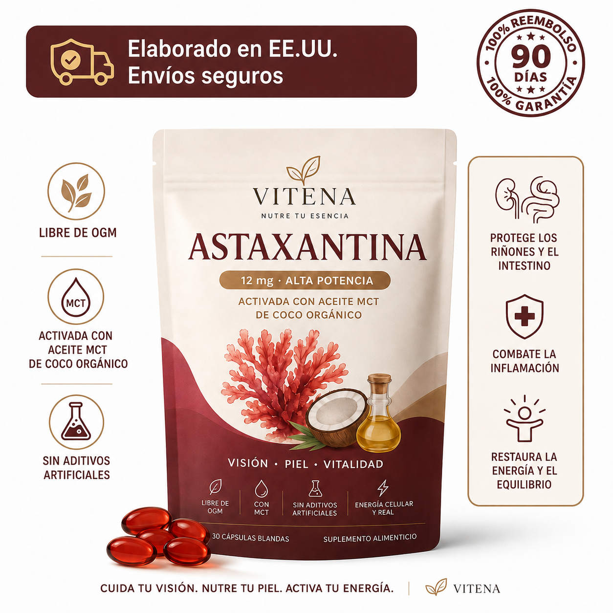 Astaxantina Natural 12mg — Lo Que Tu Riñón Necesita y Nadie Te Había Dicho