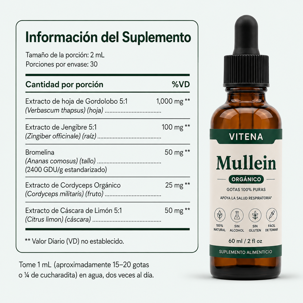 Extracto de Mullein - Deja de Toser & Silbar. Empieza a Respirar